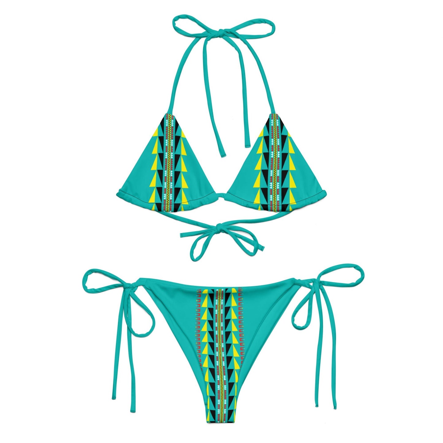 Native print recycled string bikini - Nikikw Designs