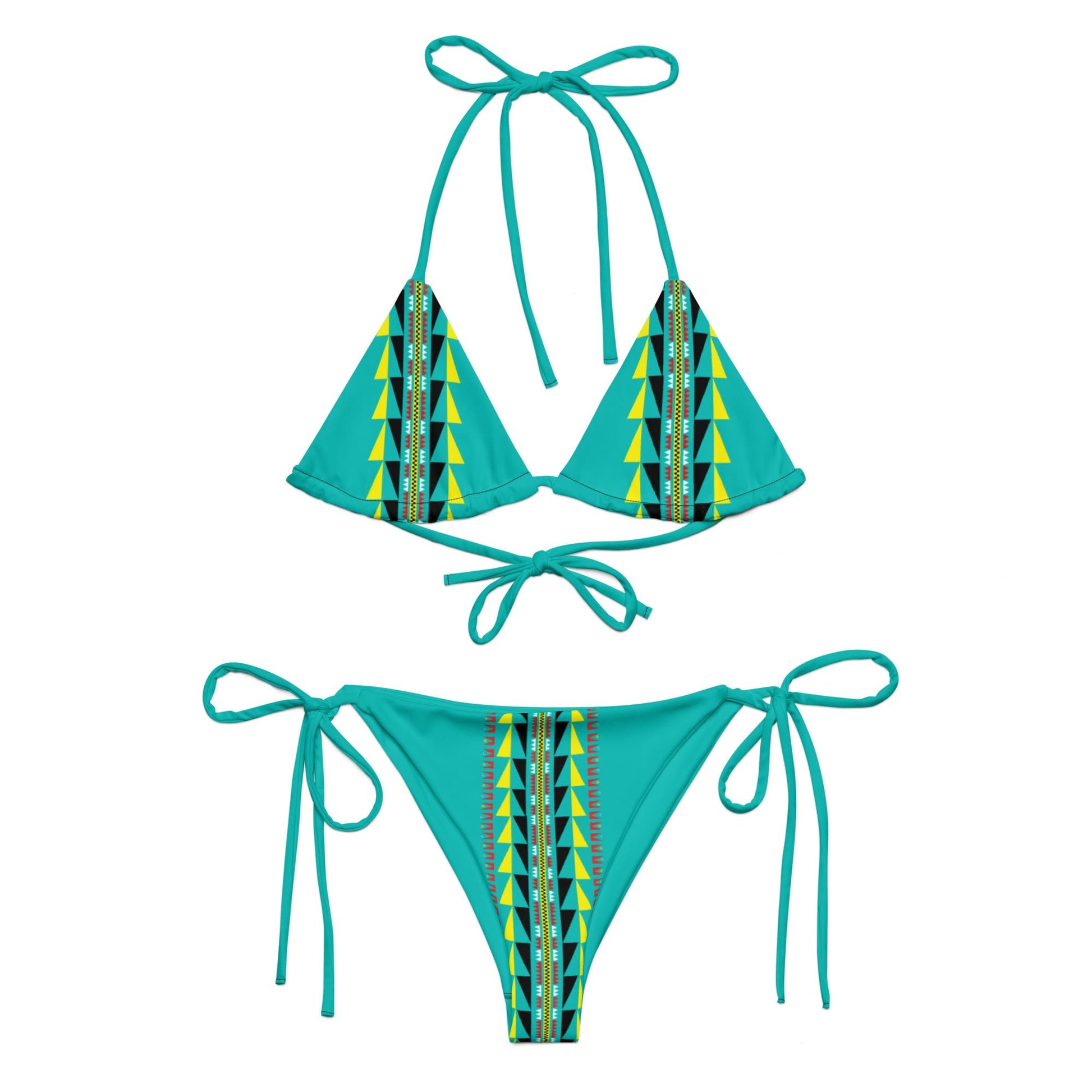 Native print recycled string bikini - Nikikw Designs