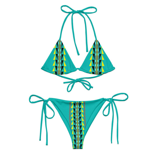 Native print recycled string bikini - Nikikw Designs