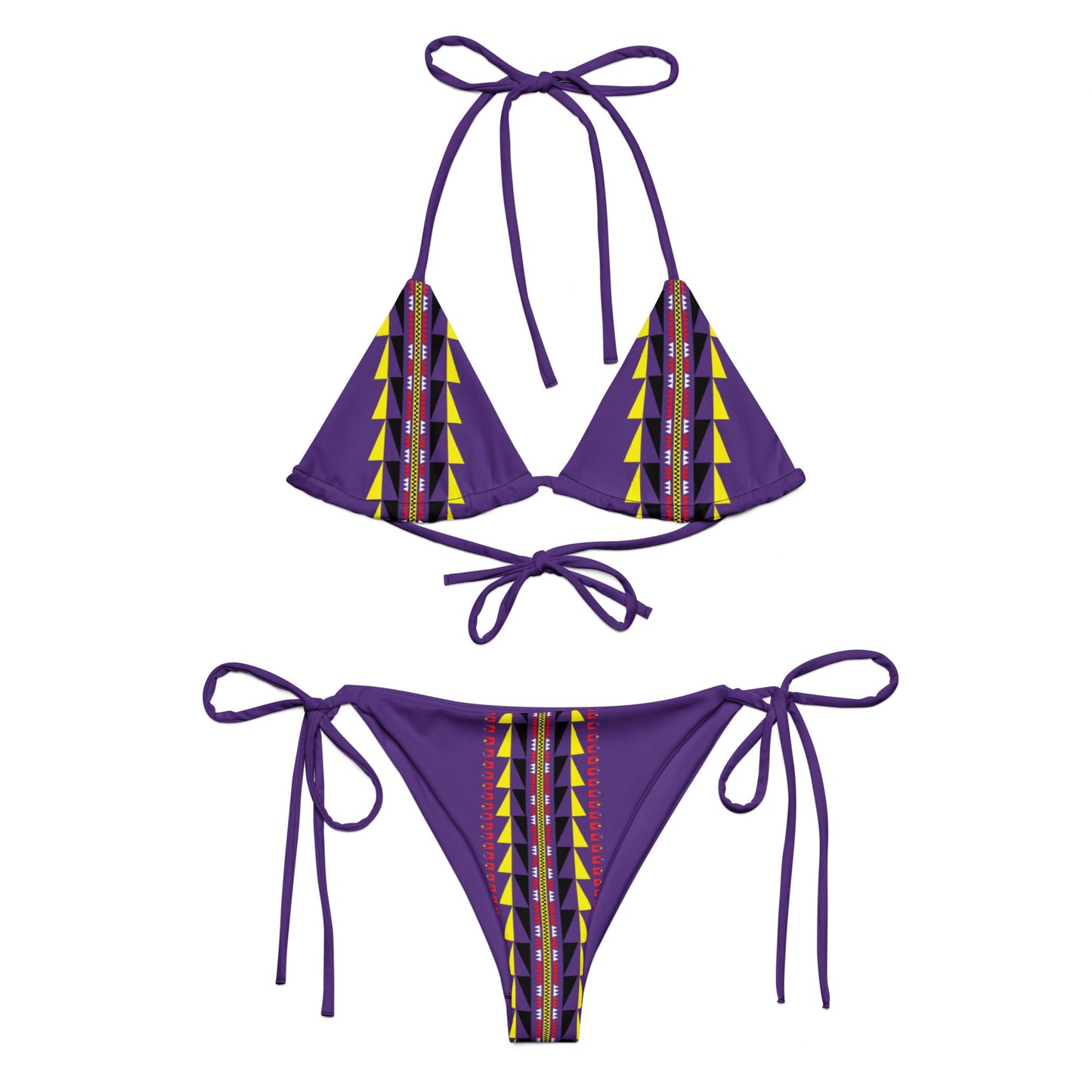 Native print recycled string bikini - Nikikw Designs