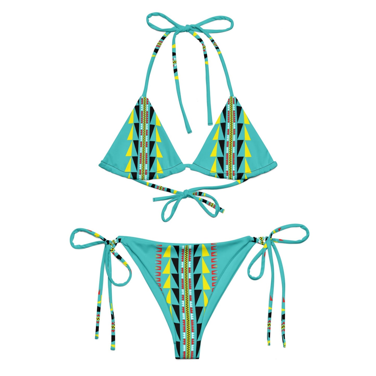 Native print recycled string bikini - Nikikw Designs