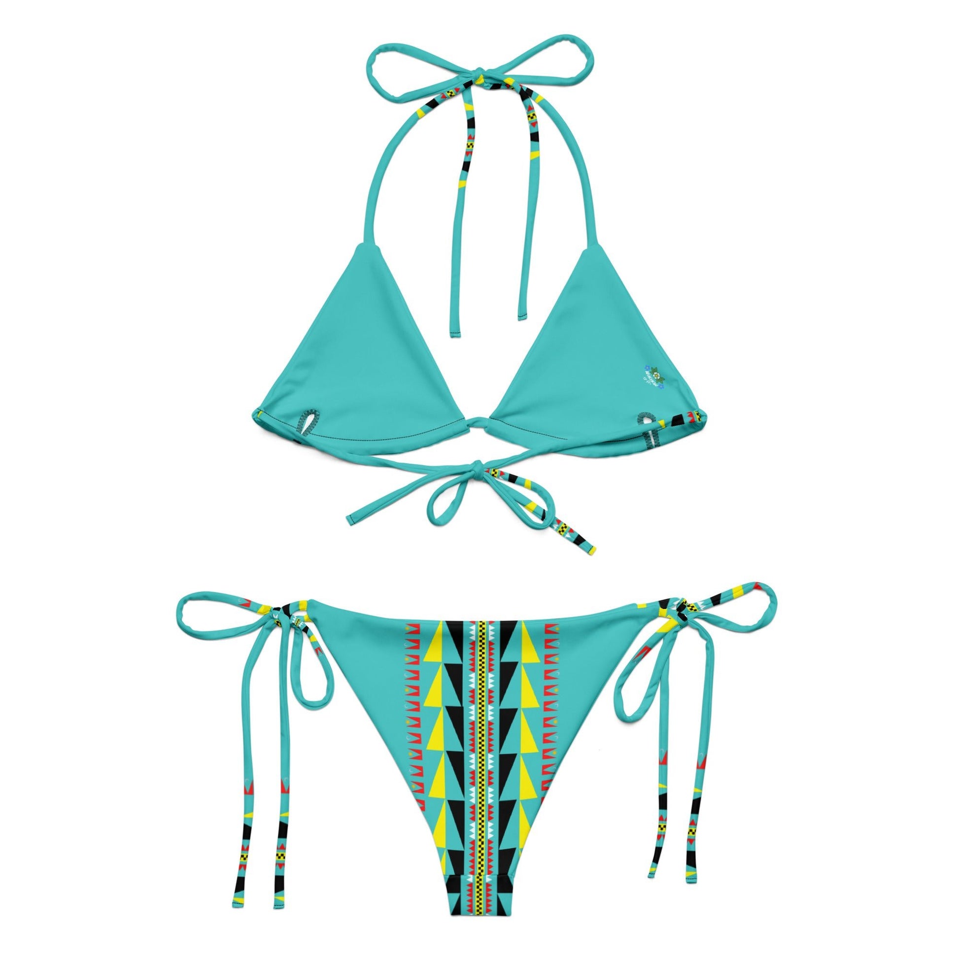 Native print recycled string bikini - Nikikw Designs