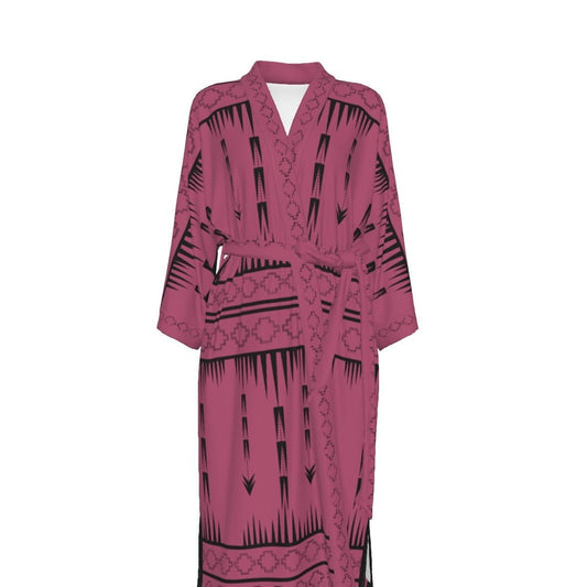 Native Print Satin Kimono Robe - Nikikw Designs