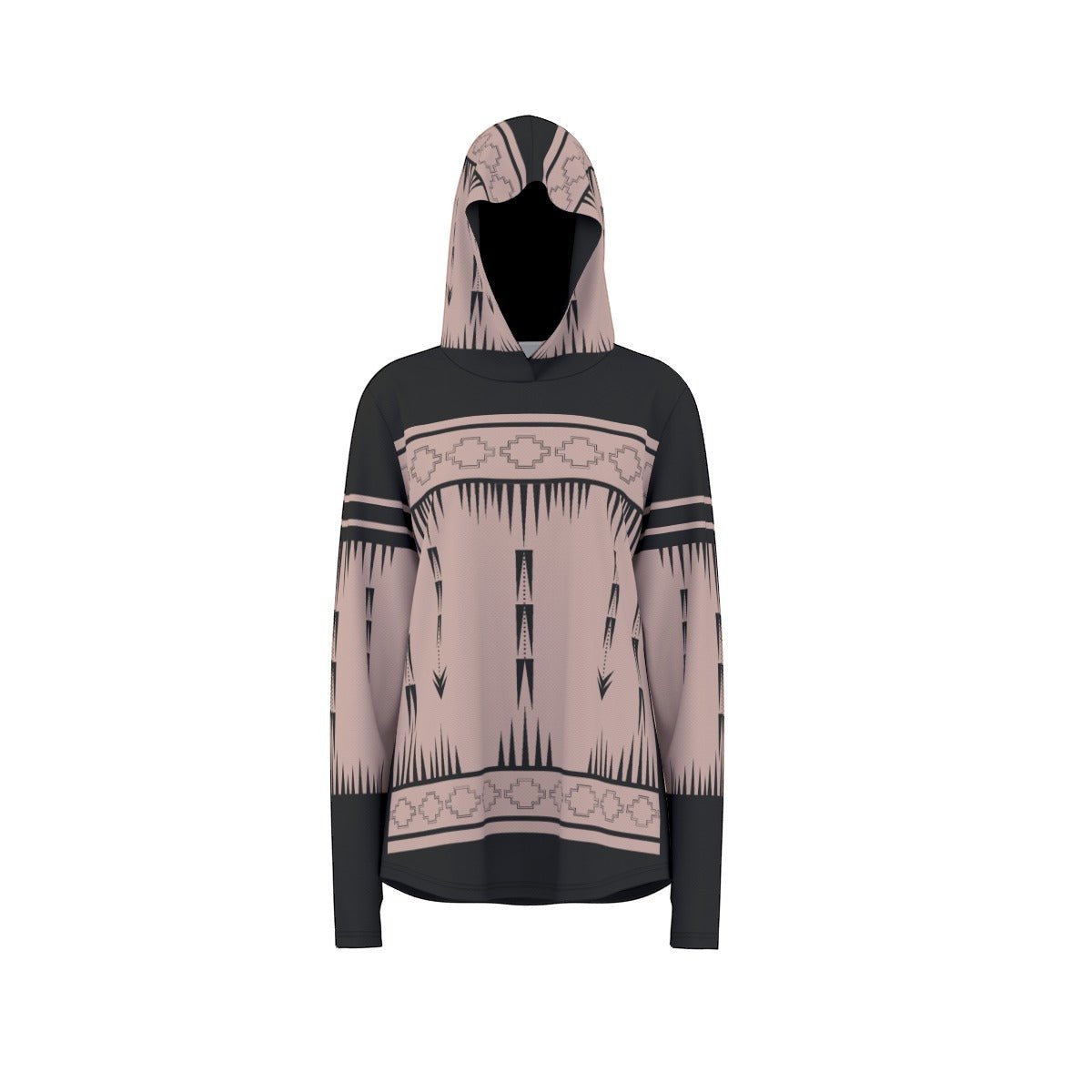 Native Print Women's Athletic Hooded Pullover - Nikikw Designs