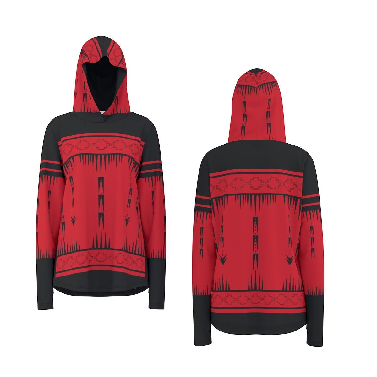 Native Print Women's Athletic Hooded Pullover - Nikikw Designs