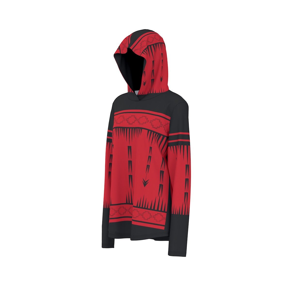 Native Print Women's Athletic Hooded Pullover - Nikikw Designs