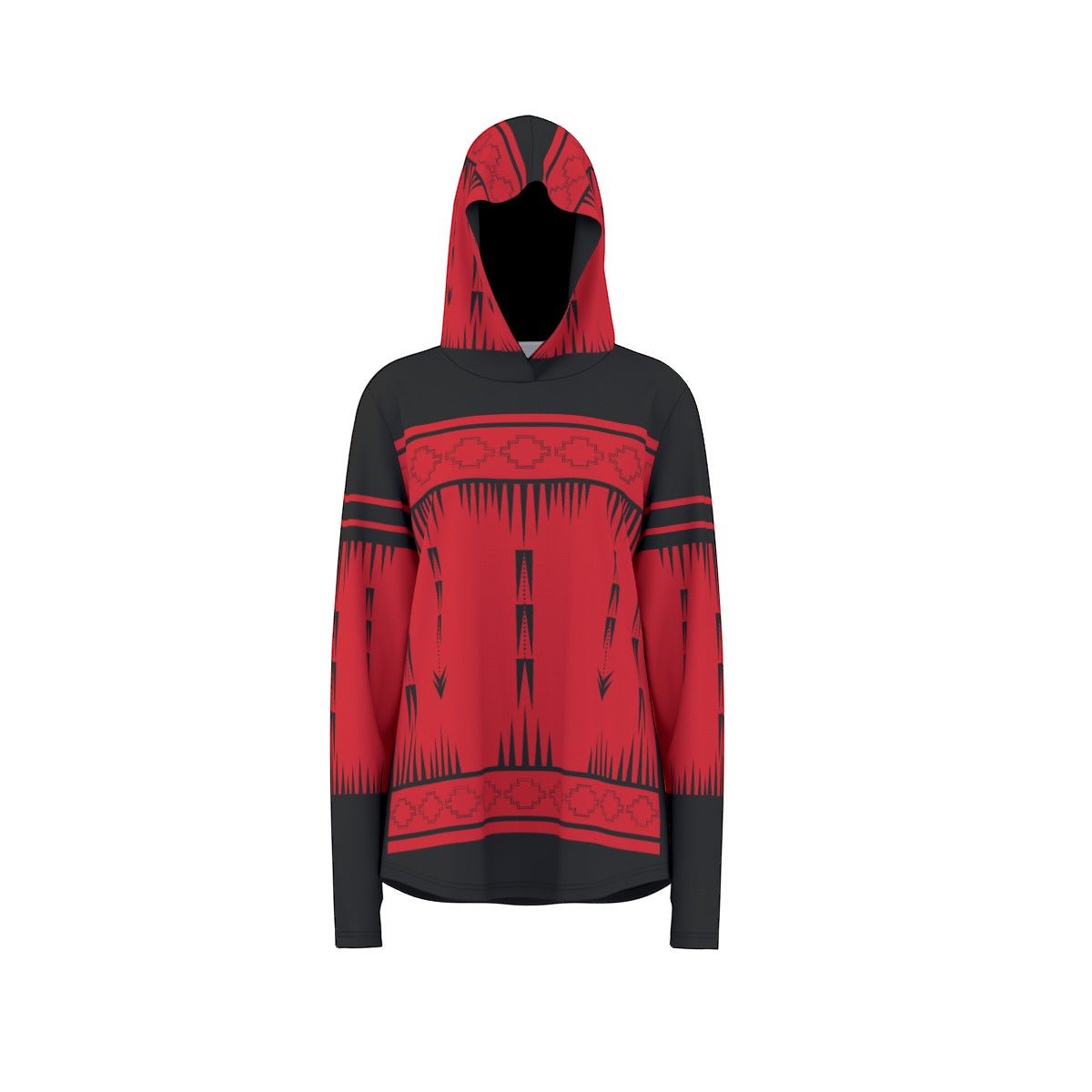 Native Print Women's Athletic Hooded Pullover - Nikikw Designs