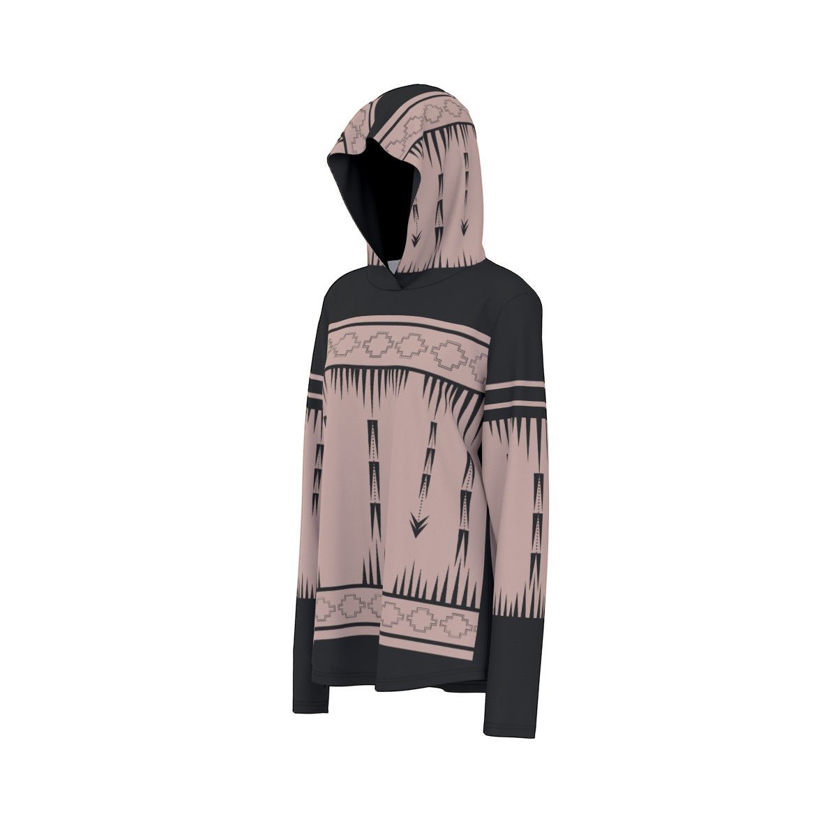 Native Print Women's Athletic Hooded Pullover - Nikikw Designs