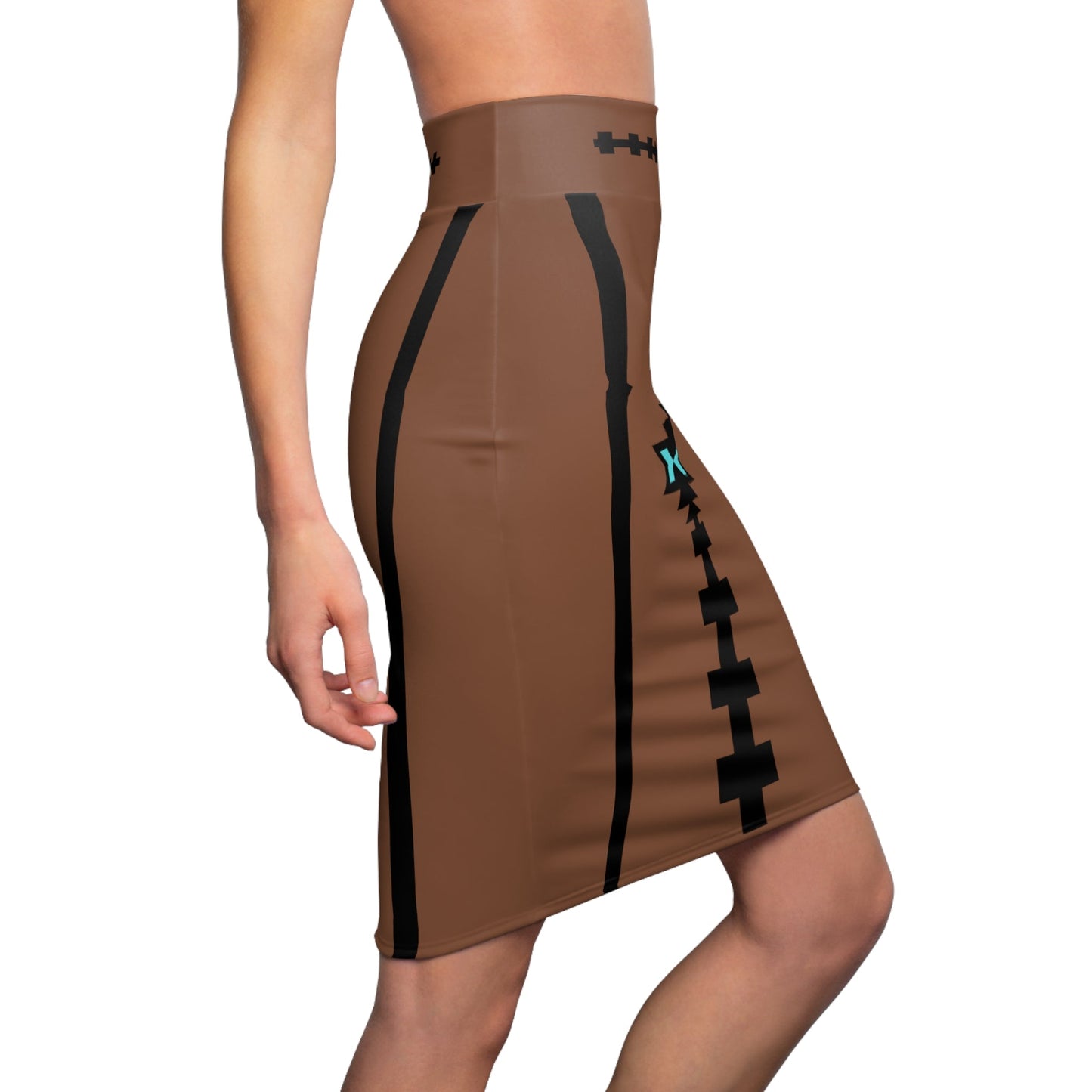 Native Print Women's Pencil Skirt Milk Chocolate - Nikikw Designs