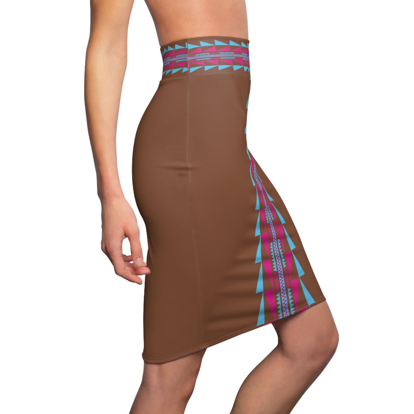 Native Print Women's Pencil Skirt Pink - Nikikw Designs