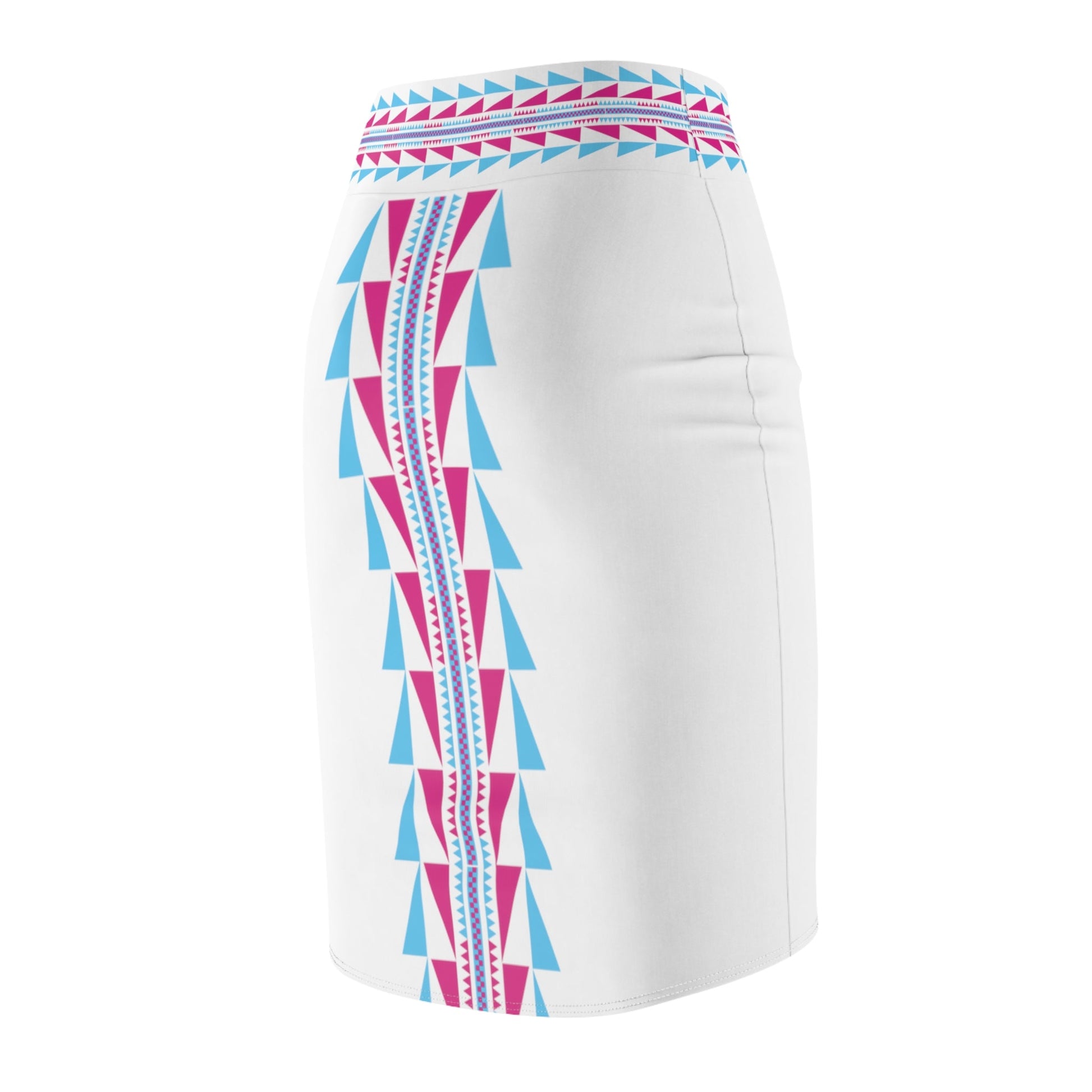 Native Print Women's Pencil Skirt Pink and Cloud - Nikikw Designs