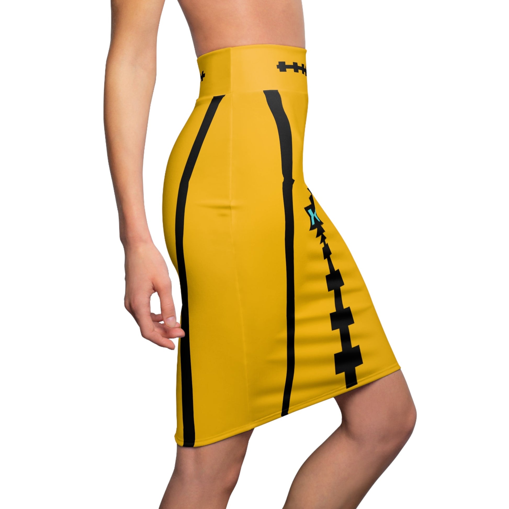 Native Print Women's Pencil Skirt Yellow Cloudberry - Nikikw Designs