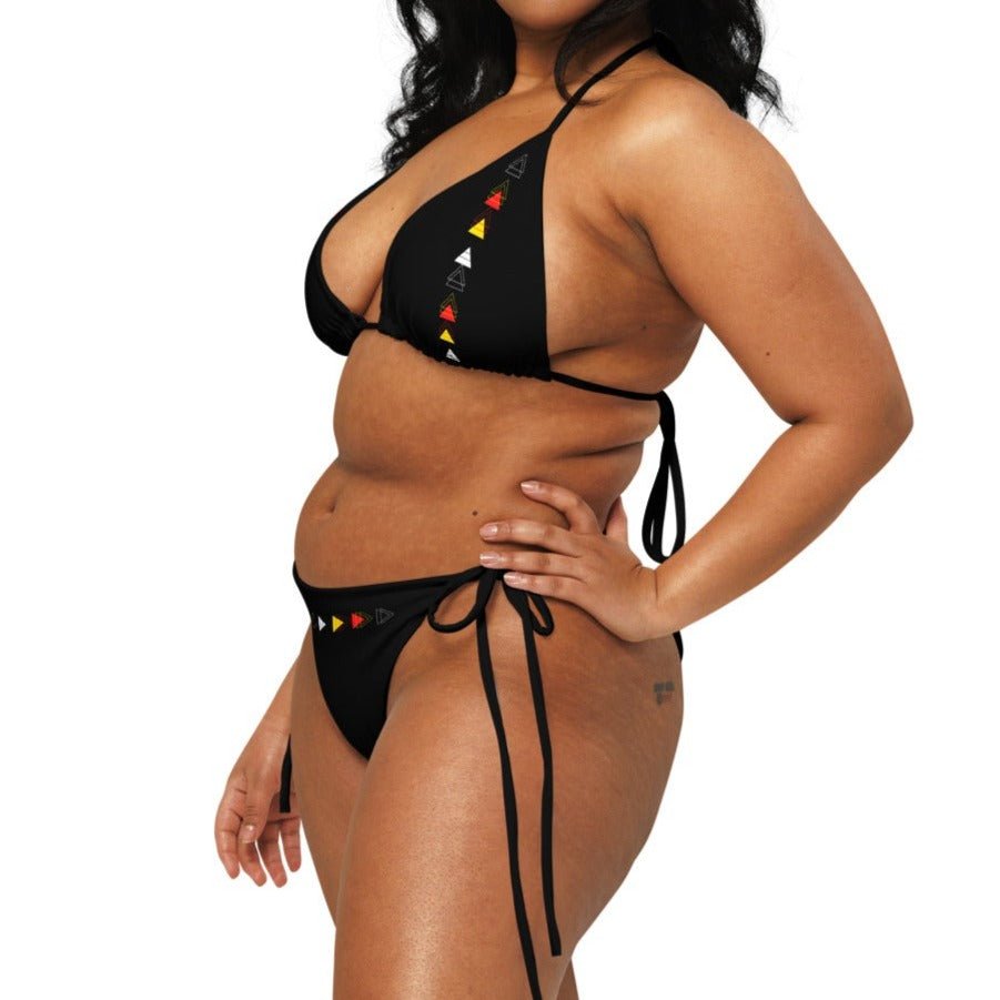 Native recycled string Black bikini - Nikikw Designs