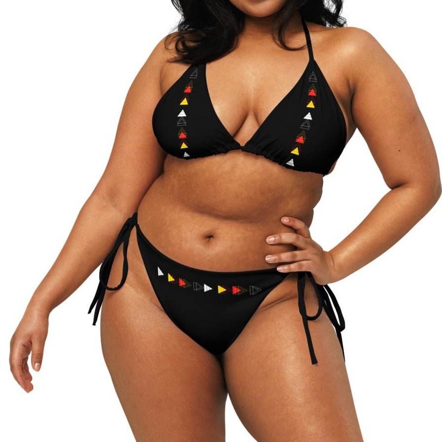 Native recycled string Black bikini - Nikikw Designs