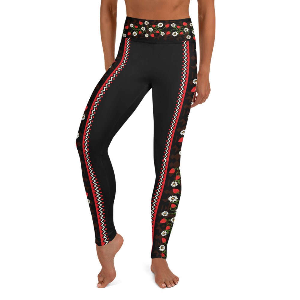 Native Strawberry Yoga Leggings - Nikikw Designs