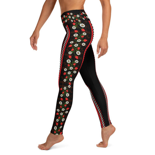 Native Strawberry Yoga Leggings - Nikikw Designs