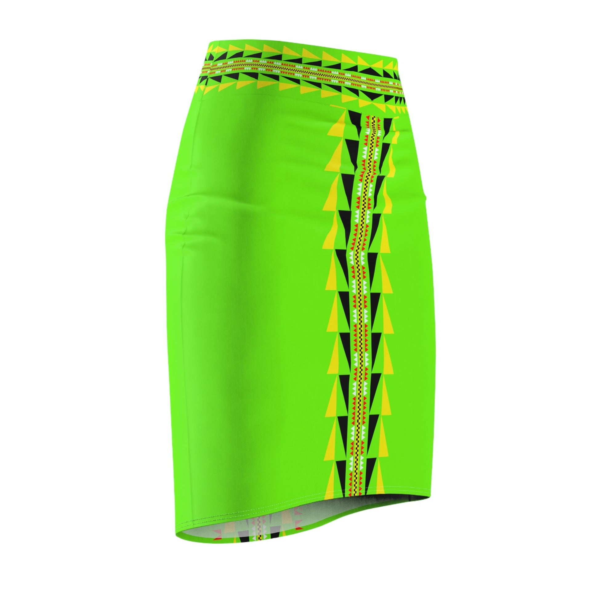 Native Tribal Print Women's Pencil Skirt Neon Bird - Nikikw Designs