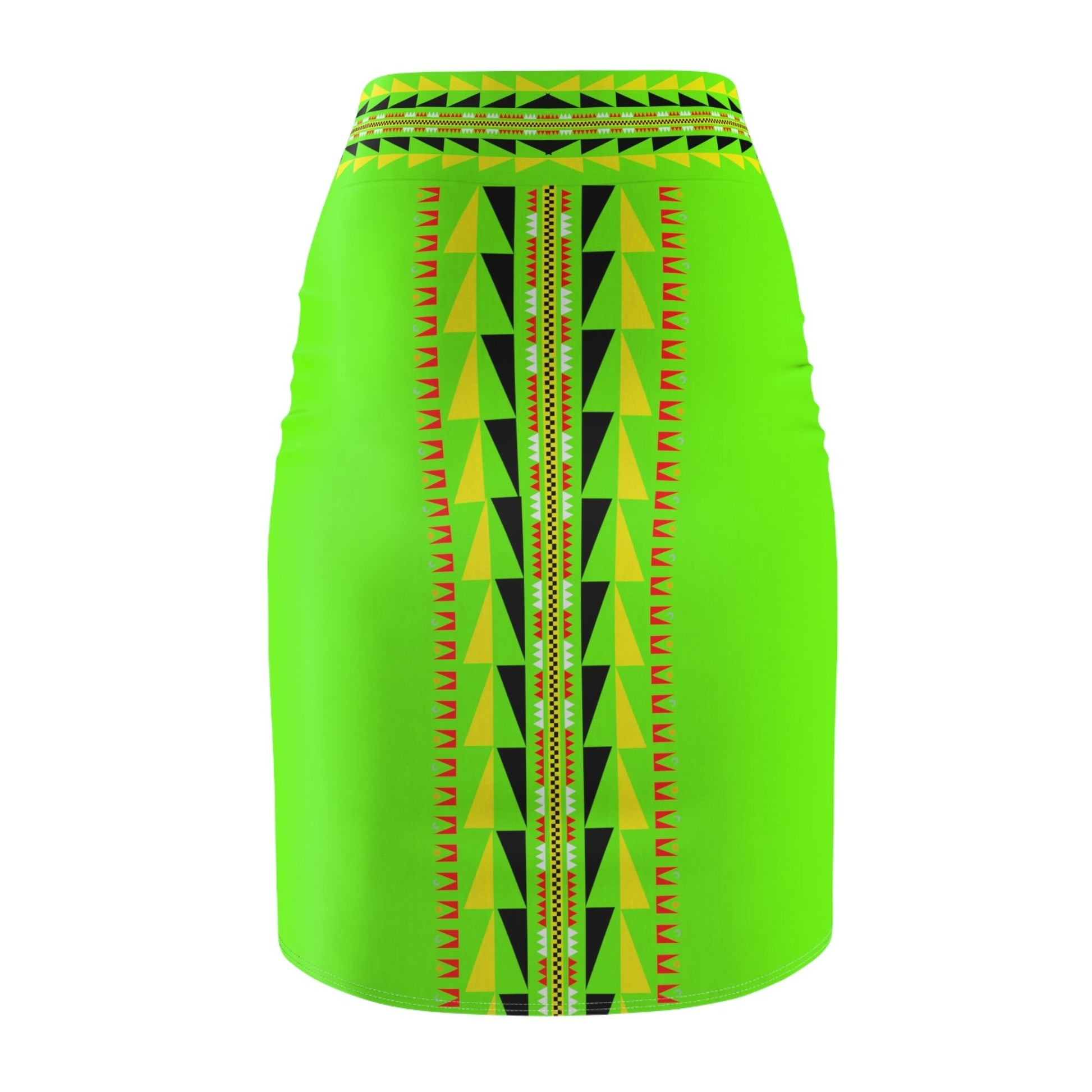 Native Tribal Print Women's Pencil Skirt Neon Bird - Nikikw Designs