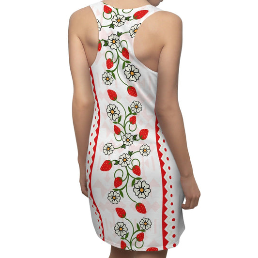 Native Women's Floral Berry Racerback Dress White - Nikikw Designs