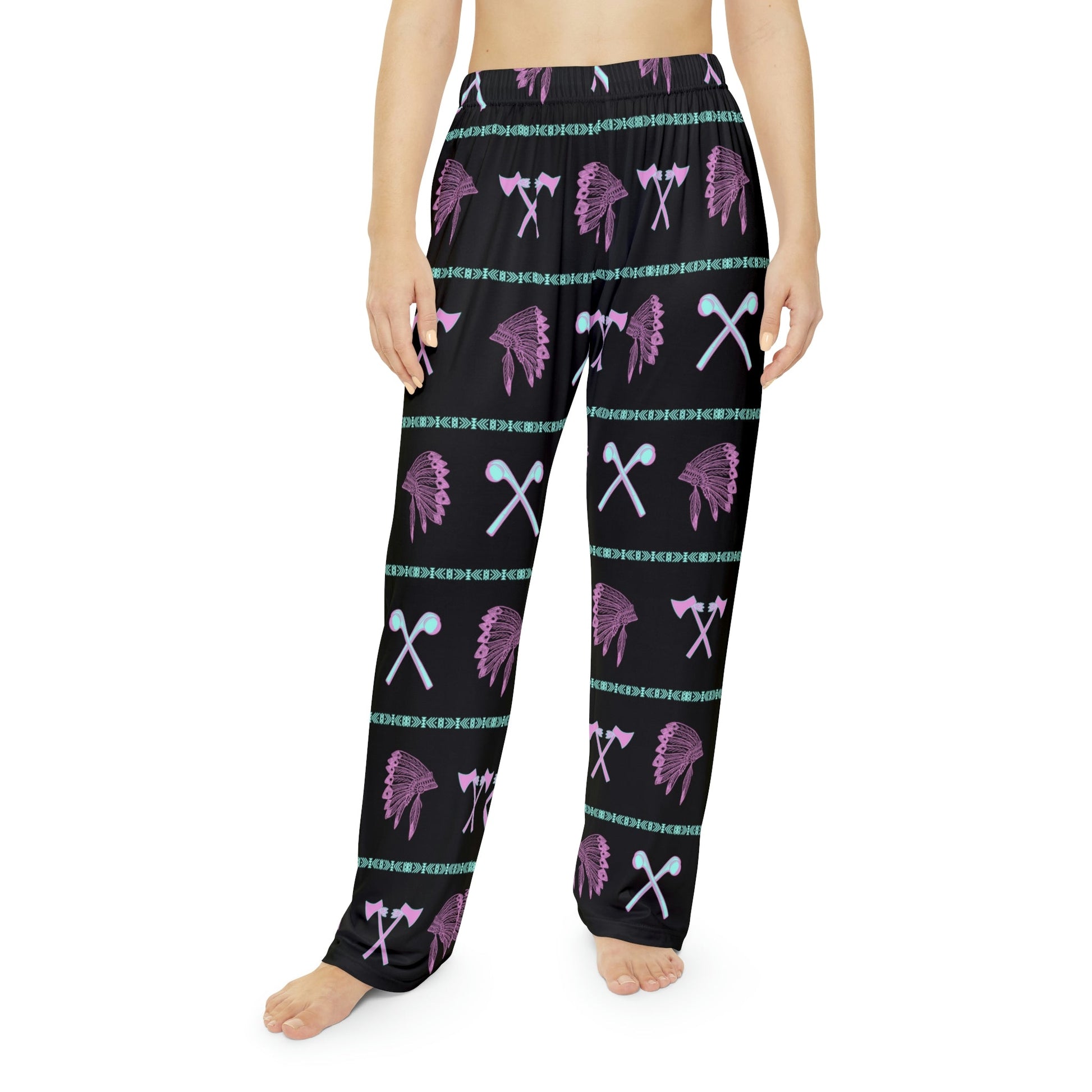 Native Women's Pajama Pants Black - Nikikw Designs