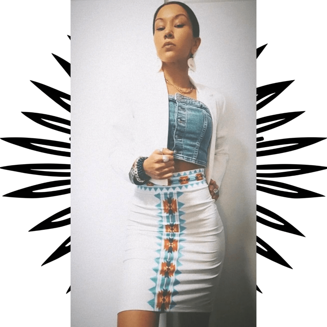 Native Women's Pencil Skirt White - Nikikw Designs