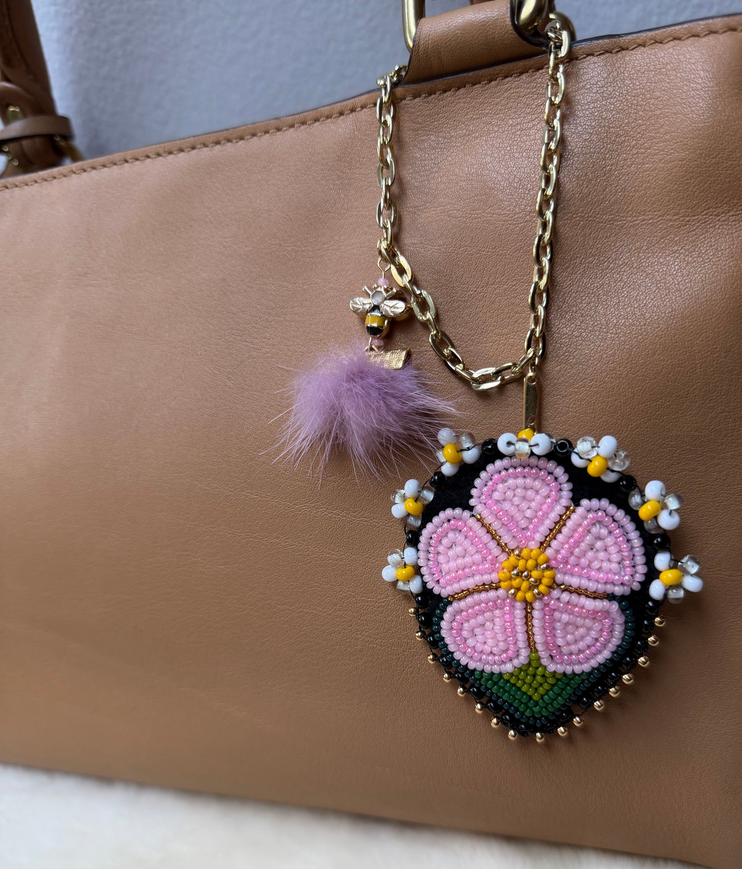 native beaded cherry blossom  Bee Indigenous   Bag charm indigenous  
