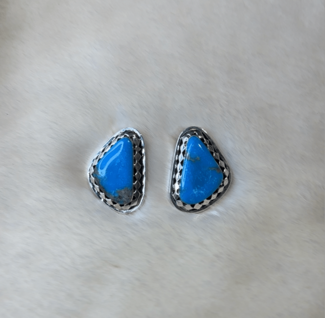 Navajo Sterling Silver Turquoise Earring's - Nikikw Designs