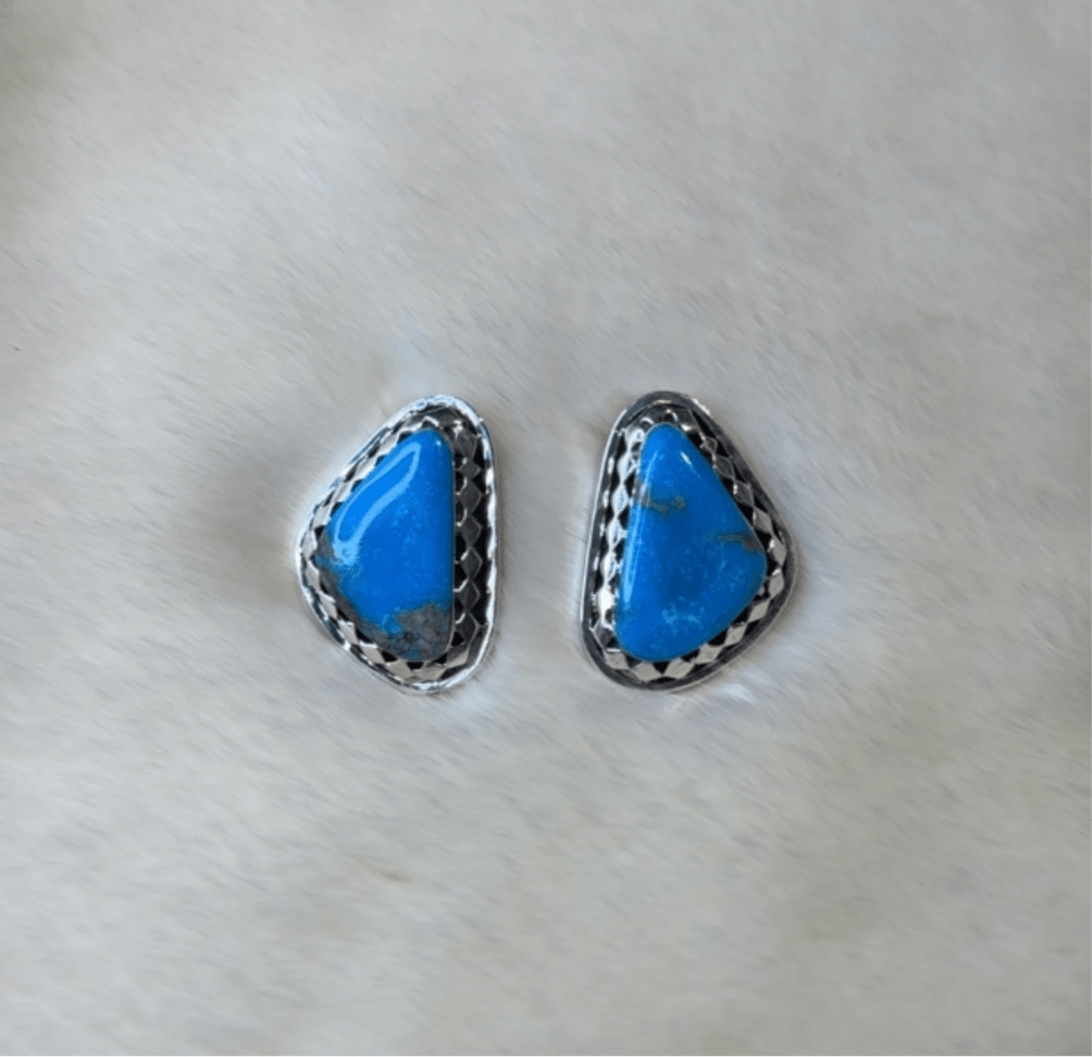 Navajo Sterling Silver Turquoise Earring's - Nikikw Designs