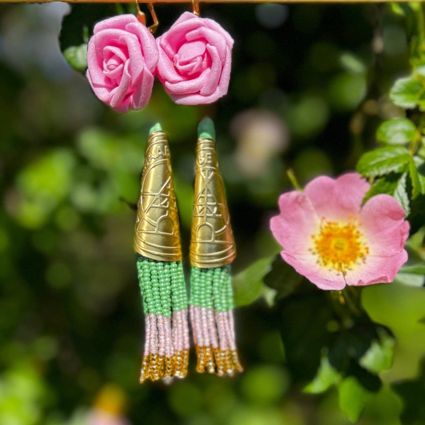 Nootka Rose ANISHINAABE BIMISHIMO Jingle Earrings - Nikikw Designs