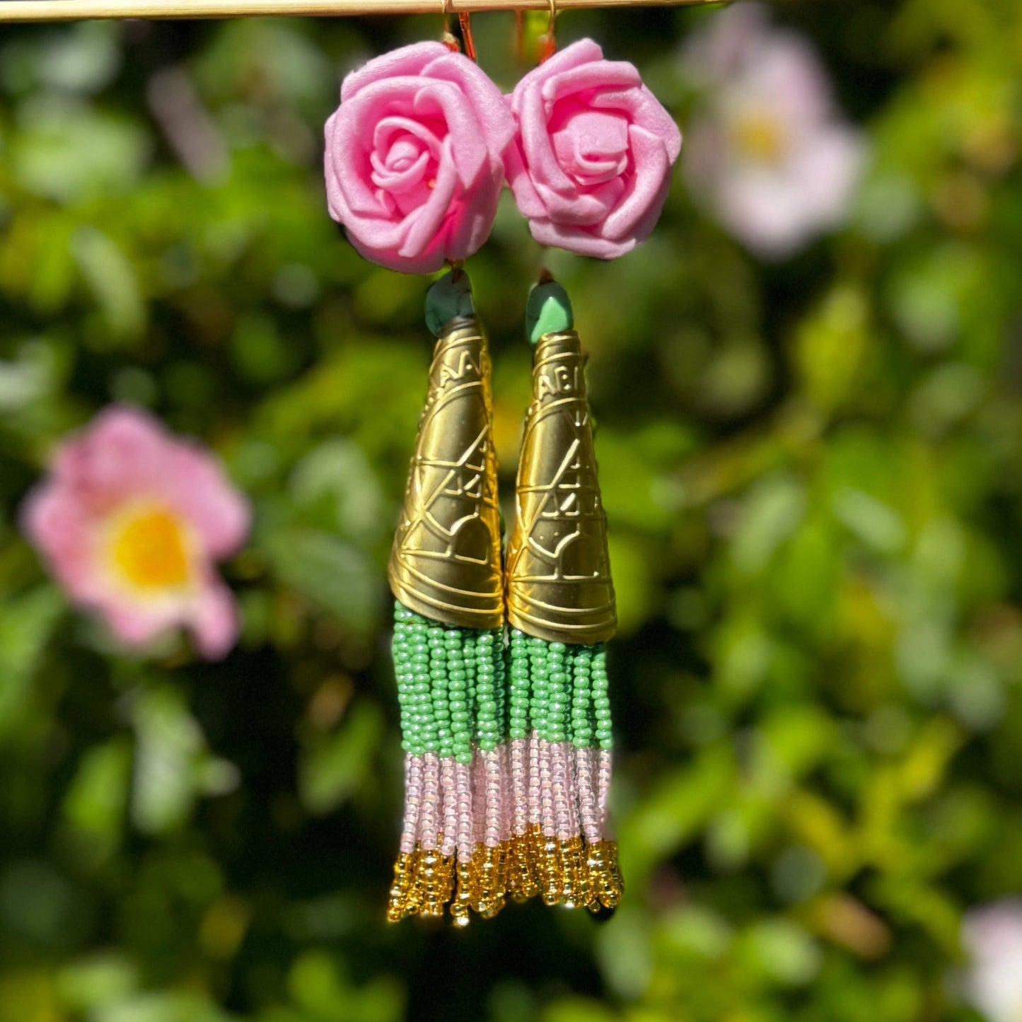 Nootka Rose ANISHINAABE BIMISHIMO Jingle Earrings - Nikikw Designs