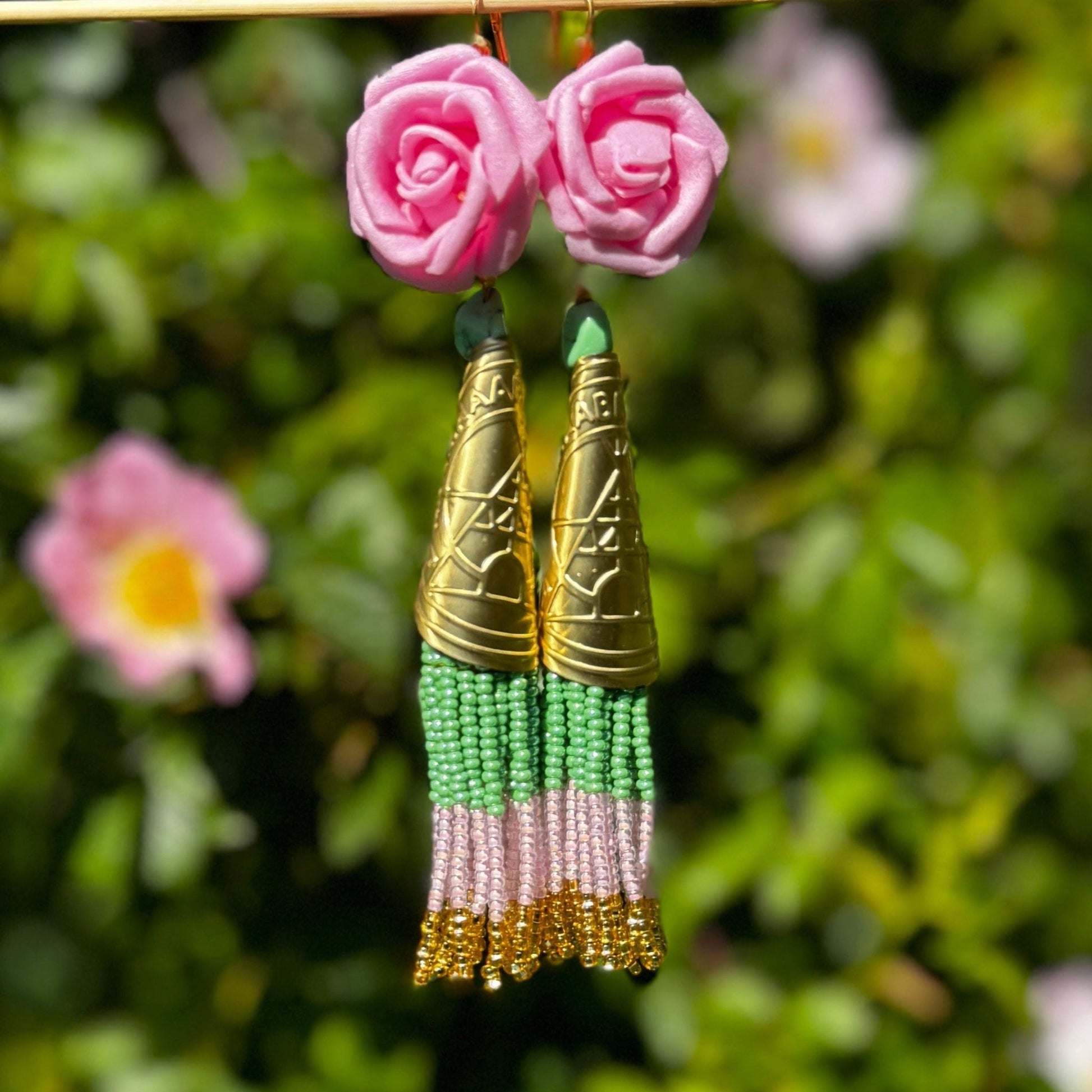 Nootka Rose ANISHINAABE BIMISHIMO Jingle Earrings - Nikikw Designs