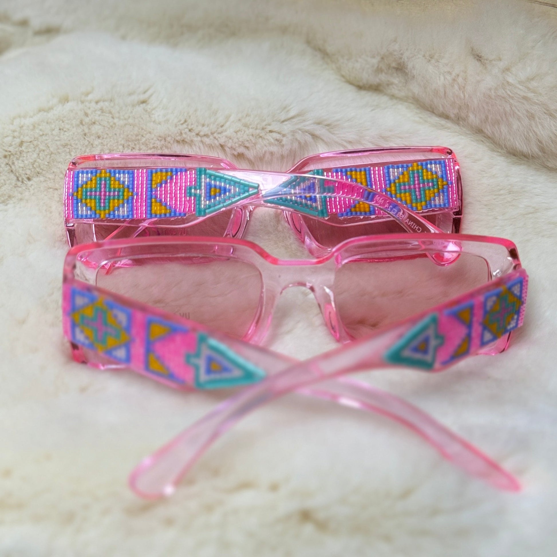 Pink Delica Beaded Sunglasses - Nikikw Designs