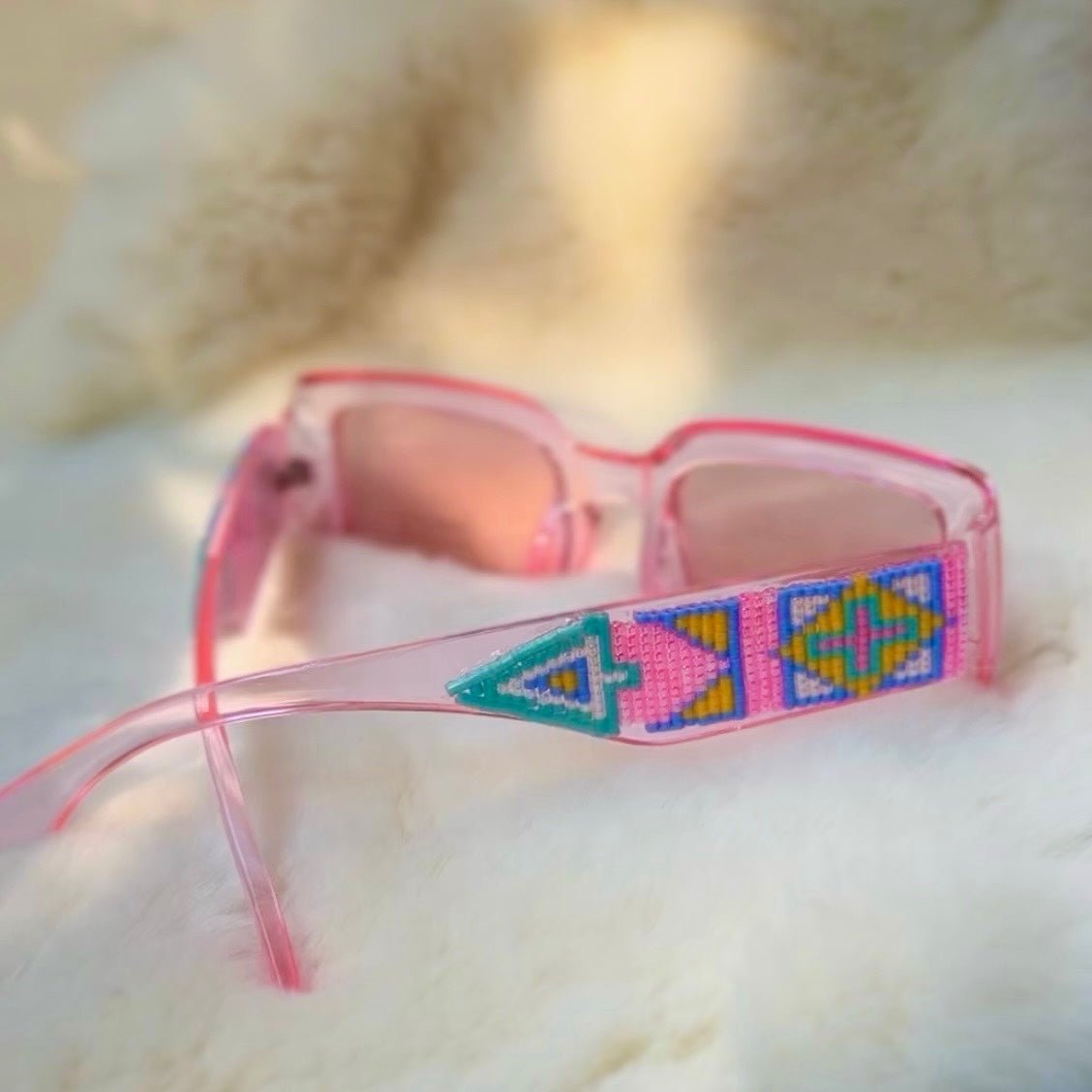 Pink Delica Beaded Sunglasses - Nikikw Designs