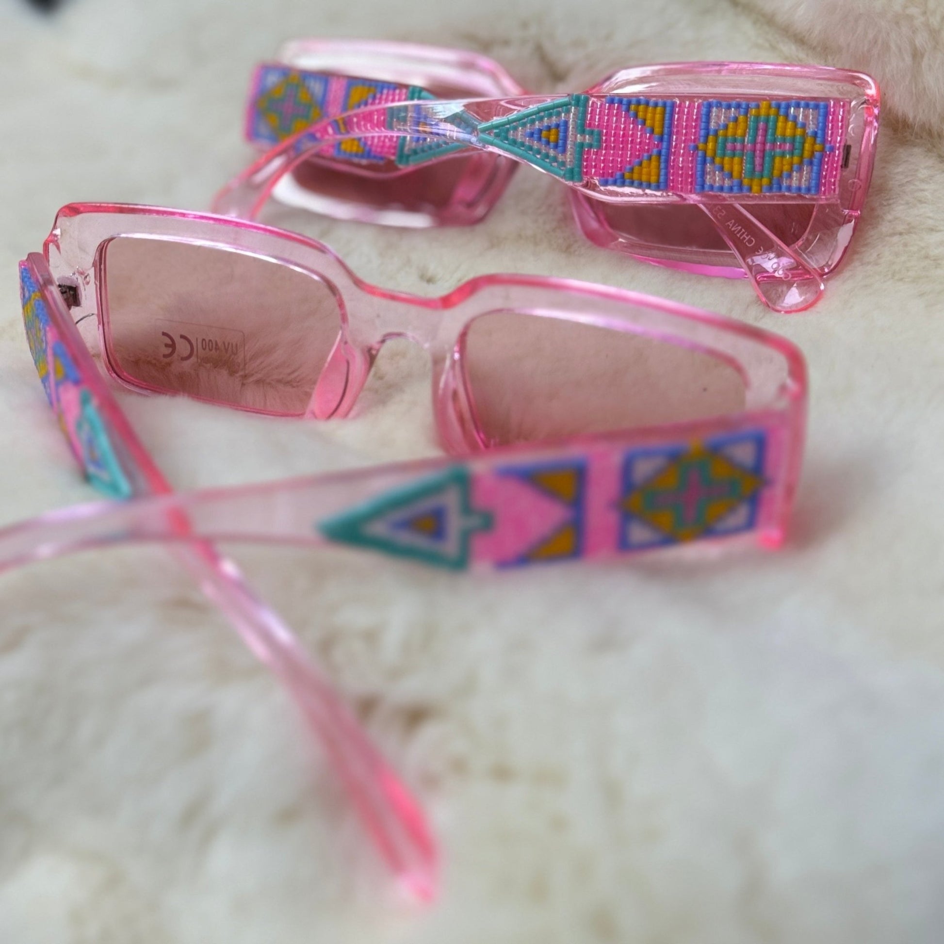 Pink Delica Beaded Sunglasses - Nikikw Designs