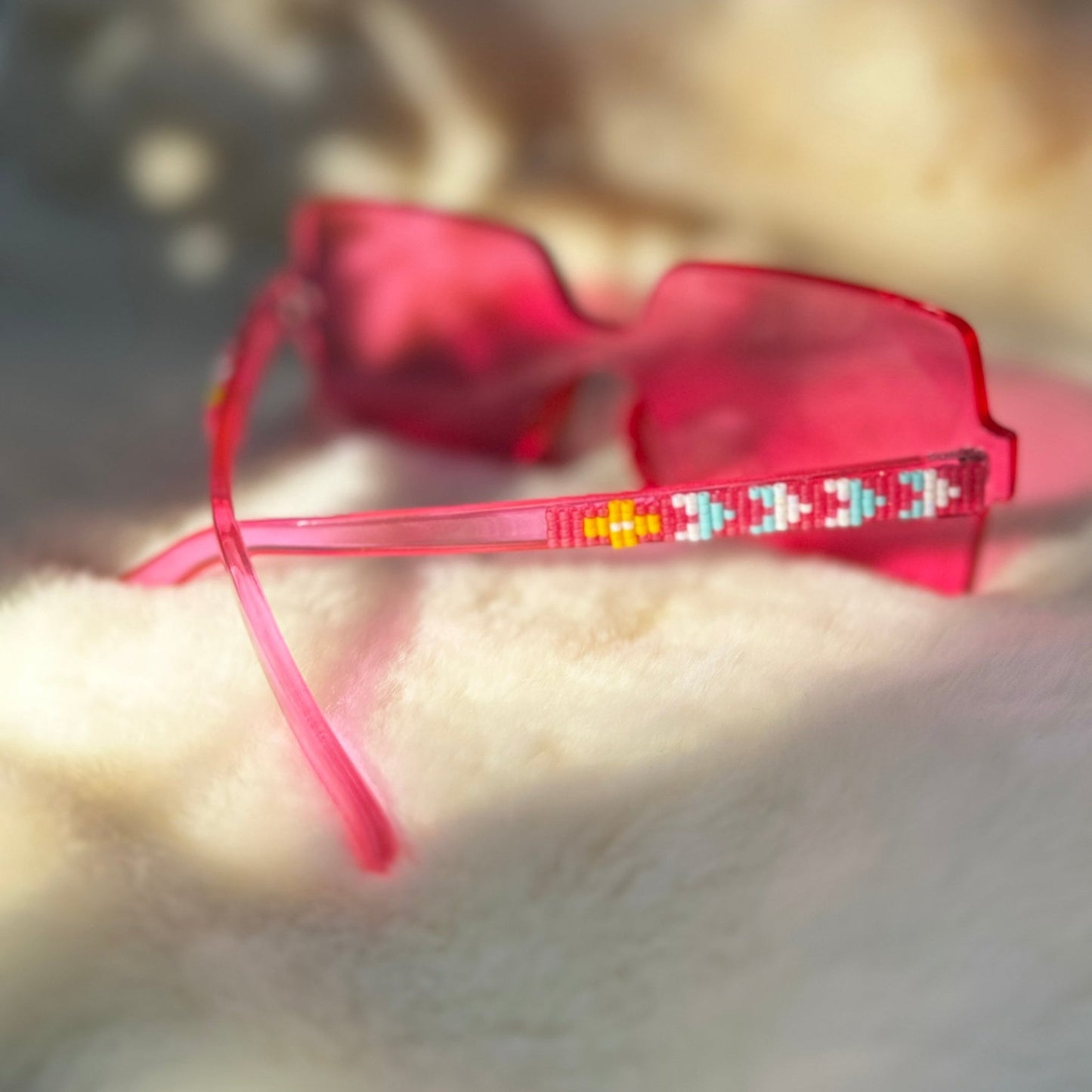 Pink Dreams Pink Delica Beaded Sunglasses - Nikikw Designs