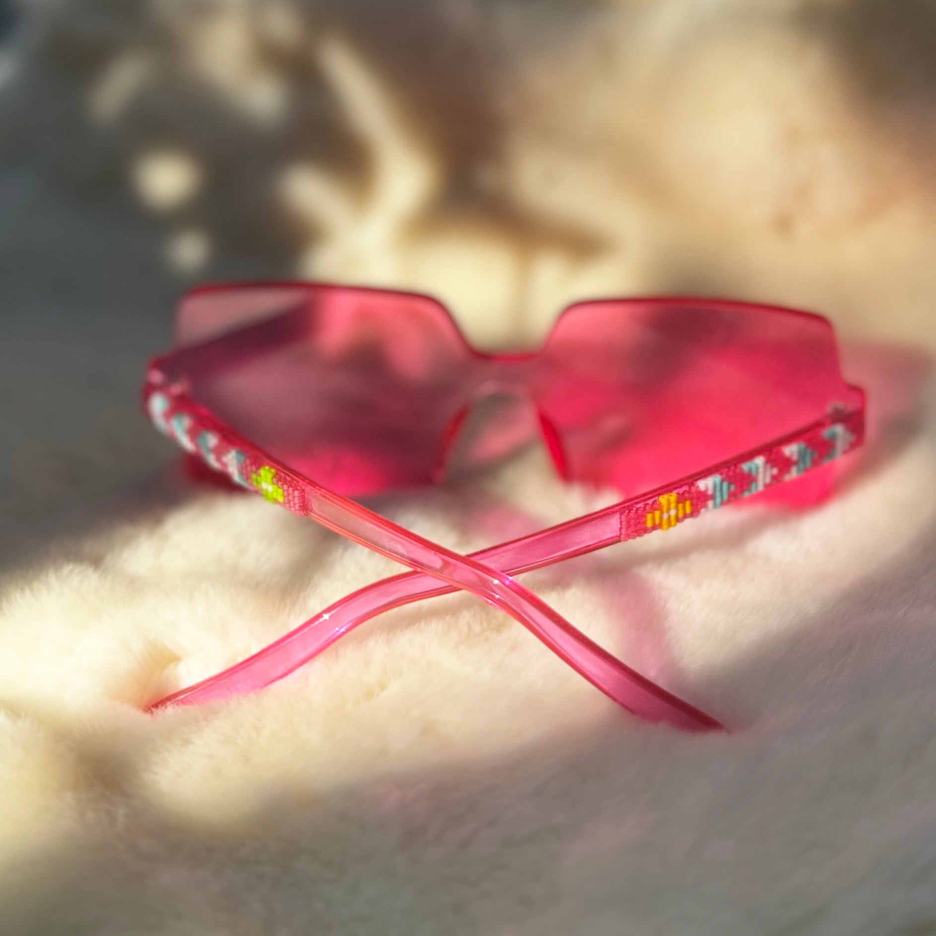 Pink Dreams Pink Delica Beaded Sunglasses - Nikikw Designs