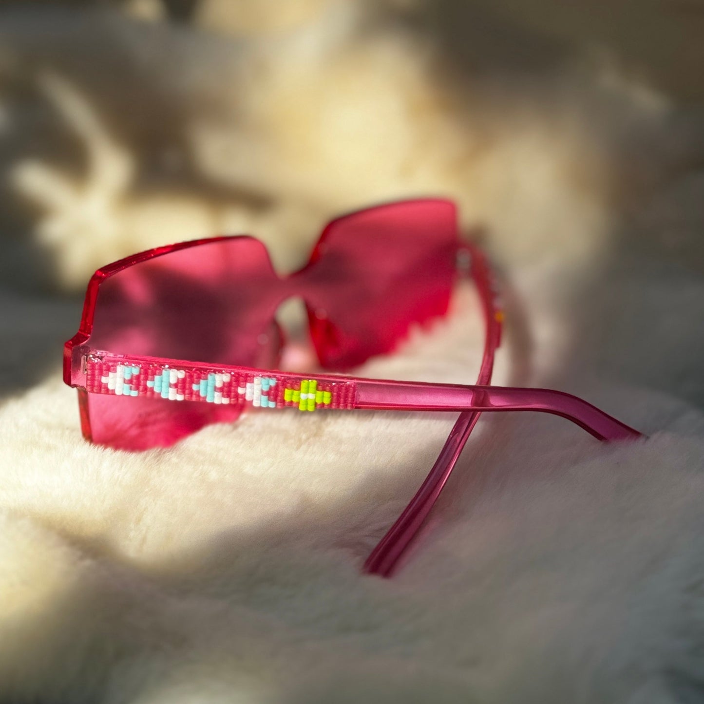 Pink Dreams Pink Delica Beaded Sunglasses - Nikikw Designs