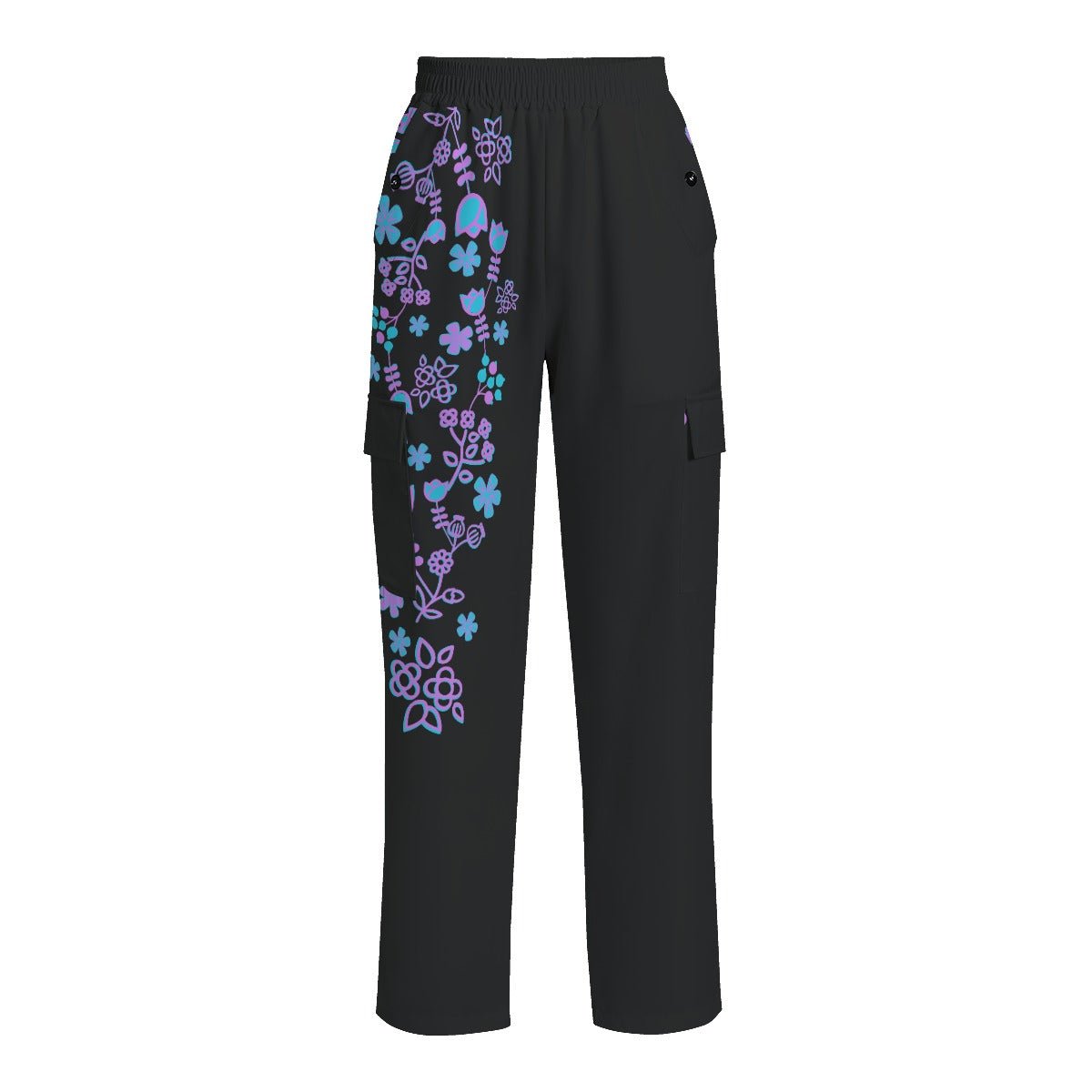 Plus Size Floral Print Women's Cargo Pants - Nikikw Designs