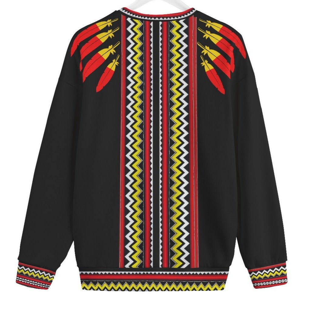 Plus Size Medicine Wheel Print Unisex Knitted Fleece Sweater - Nikikw Designs
