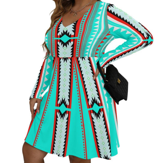 Plus Size Native Painted Dots Dress - Nikikw Designs