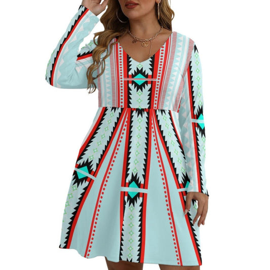 Plus size Native Painted Dots Dress - Nikikw Designs