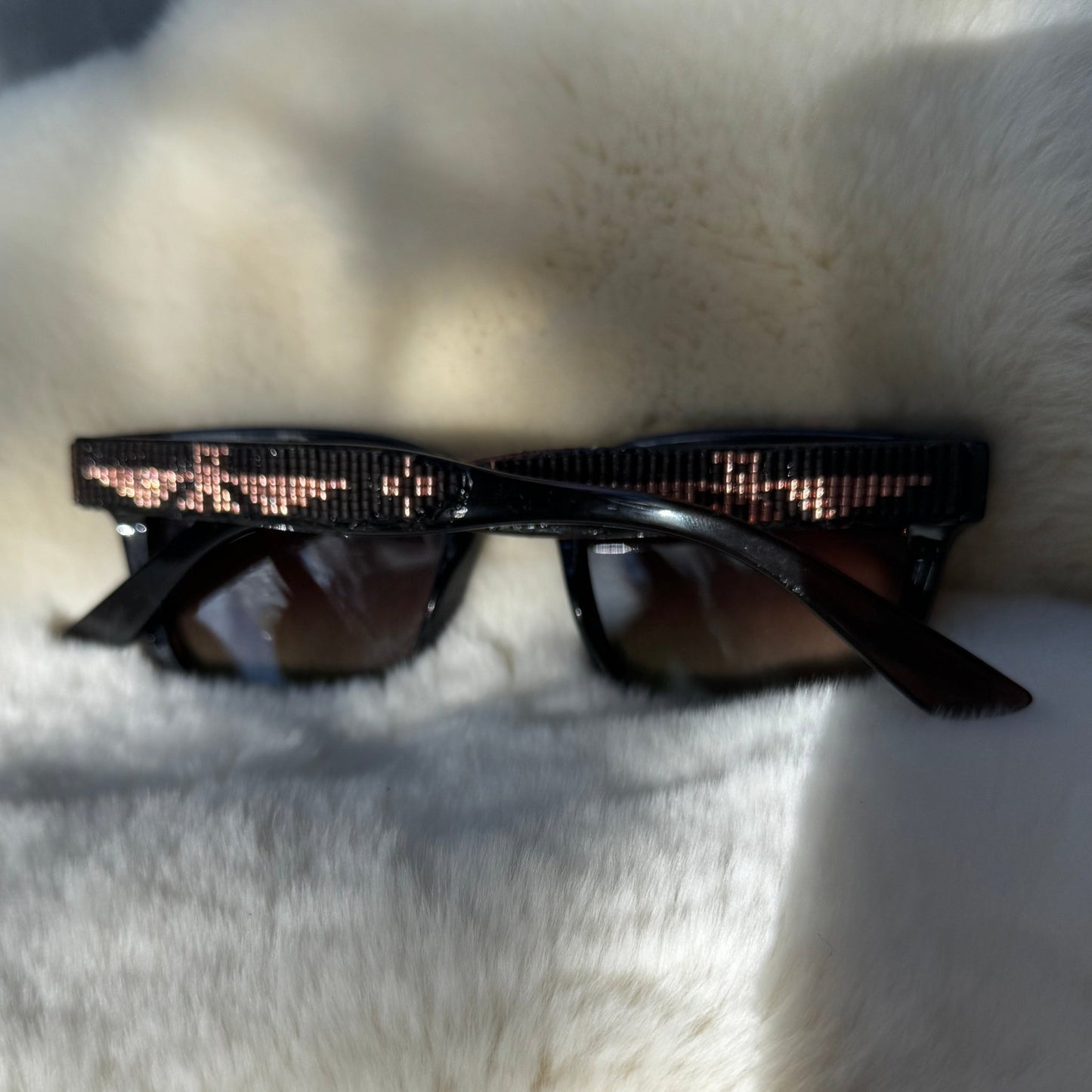 Polarized Dark Brown Beaded Thunderbird Sunglasses - Nikikw Designs