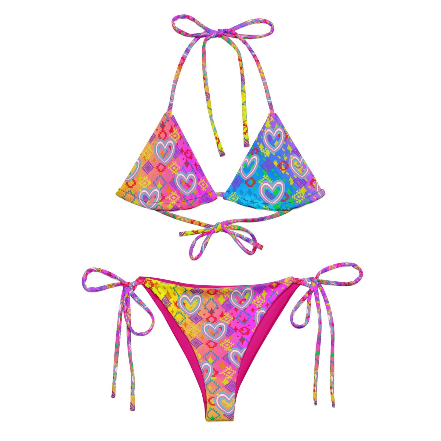 Pride Heart print recycled string bikini - Nikikw Designs