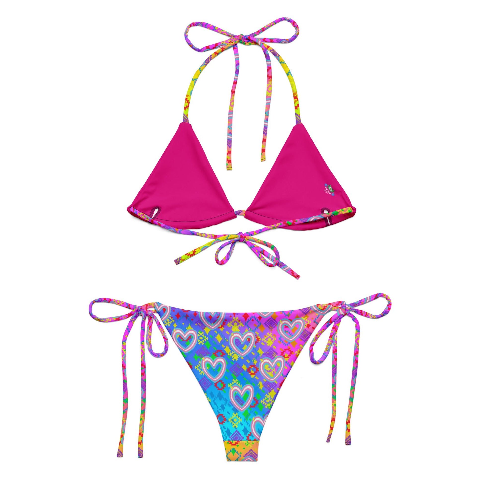 Pride Heart print recycled string bikini - Nikikw Designs