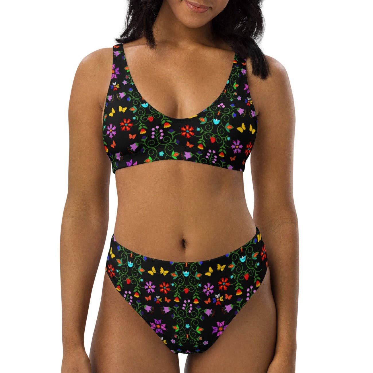 Recycled high-waisted bikini Native Floral - Nikikw Designs