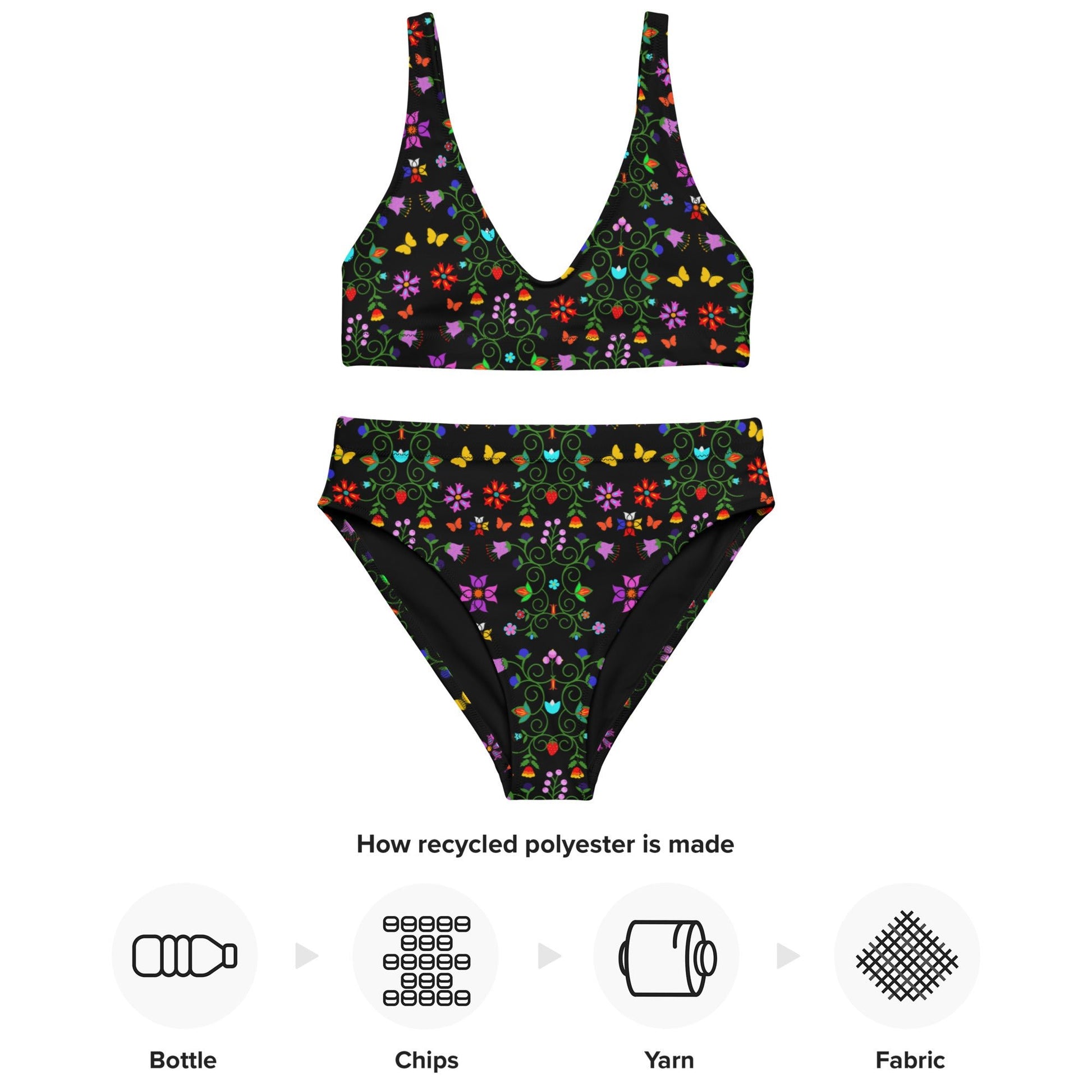 Recycled high-waisted bikini Native Floral - Nikikw Designs