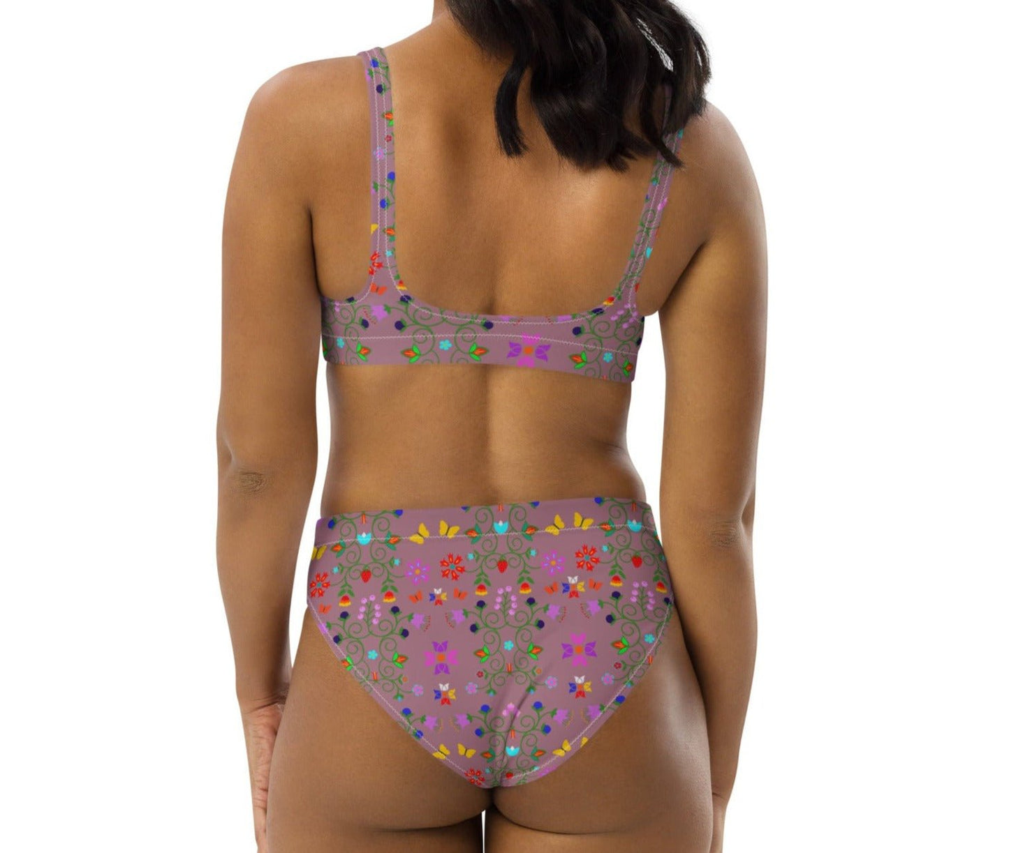 Recycled high-waisted bikini Native Floral Swim Wear - Nikikw Designs