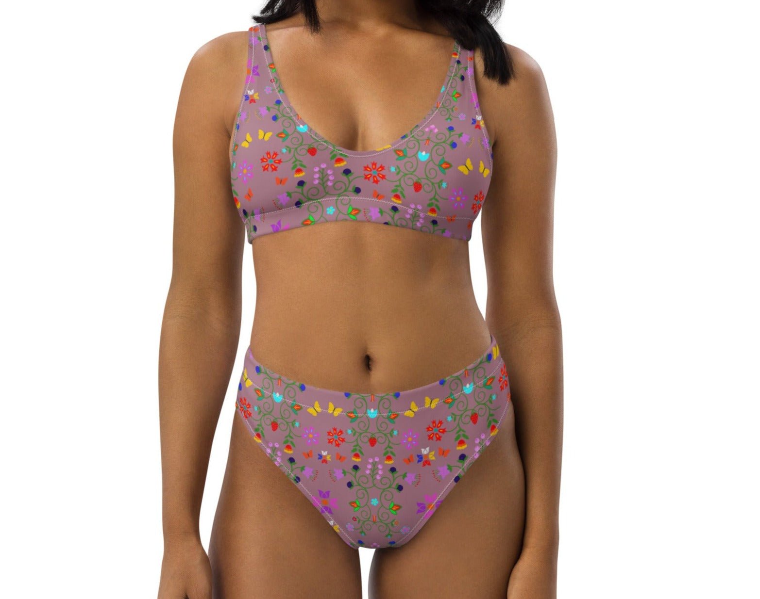 Recycled high-waisted bikini Native Floral Swim Wear - Nikikw Designs