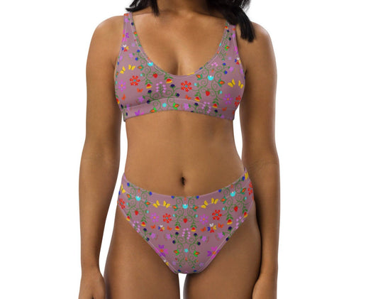 Recycled high-waisted bikini Native Floral Swim Wear - Nikikw Designs