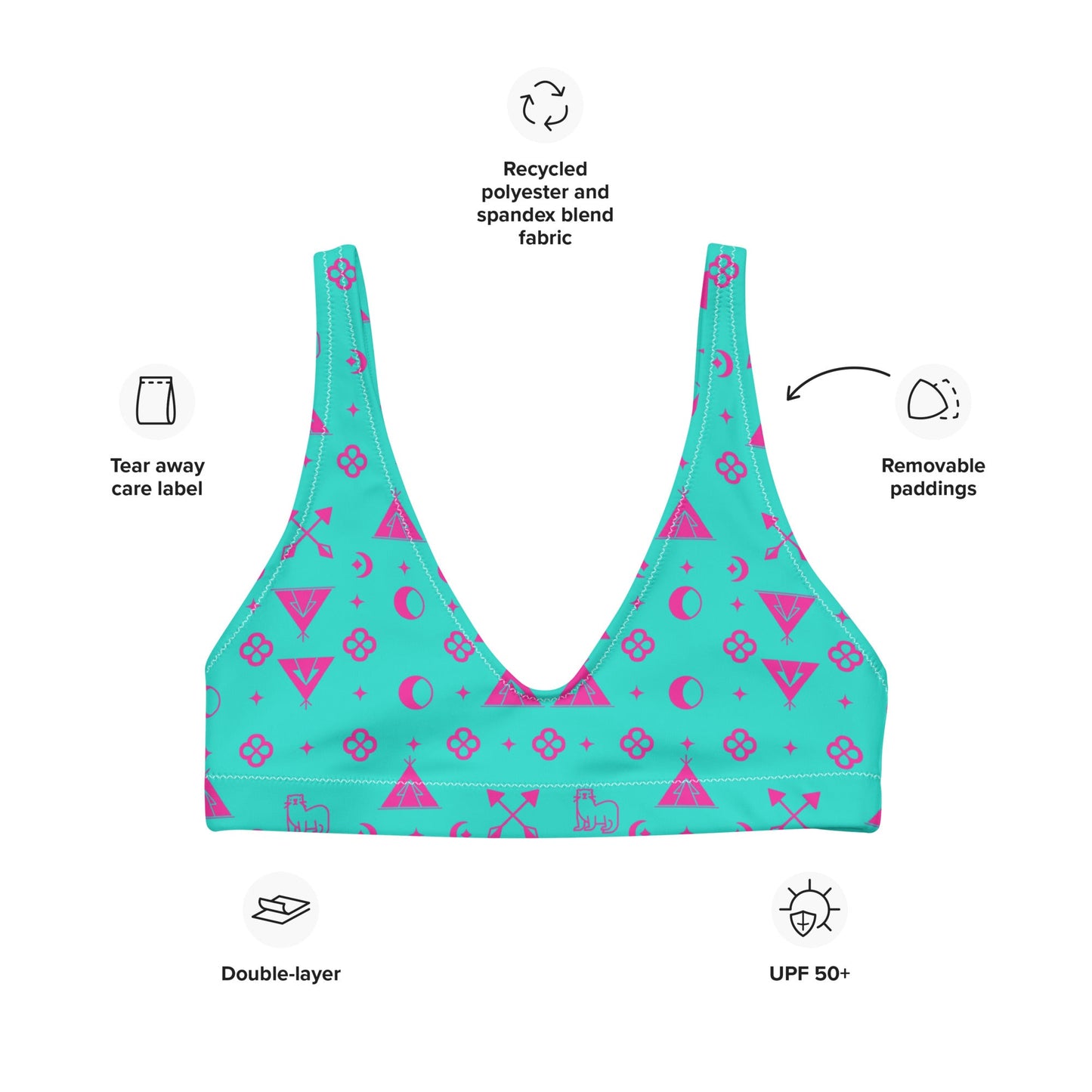 Recycled padded bikini top - Nikikw Designs